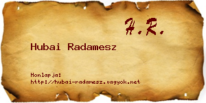 Hubai Radamesz névjegykártya